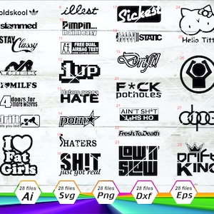 Sticker Bundle Svg, Car Sticker Svg, Car Decal Svg, Bumper Sticker Svg, Cdr, Dxf, Svg, Ai, Plt, Decal, Sticker, Vinyl, Pin, Tuning, Cutting