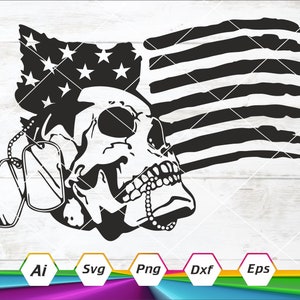 Homenaje al soldado caído Svg / Soldado veterano Svg / Militar Svg / Ejército de EE. UU. Svg / Etiqueta de perro Svg / Día de los Caídos Svg / Bandera de EE.UU. / Png Dxf Ai Eps