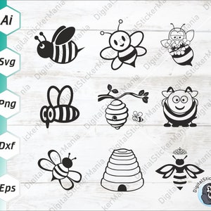 Bee bundel SVG, Honeybee SVG, Bee SVG voor Cricut, Bee PNG, honingraat SVG, Bee gesneden bestanden, Bee soort, Cricut gesneden bestanden, Ai, Eps, Dxf, Png, Svg