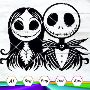 Jack Skellington SVG, Pesadilla antes de Navidad SVG, camiseta de Jack Skellington, clipart, descarga instantánea, diseño para cricut o silueta