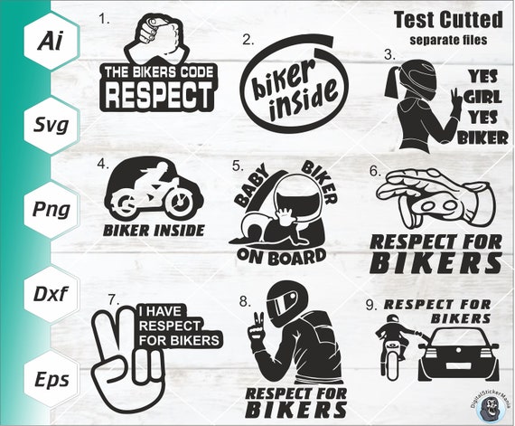 Respect for Bikers Svg Motorcycle Decals Bundle Svg Motor - Etsy UK