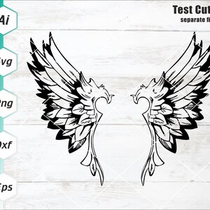 Bird Wings Svg, Angel Devil Wings Silhouette Svg, Etiqueta adhesiva, Archivo de corte Cricut, Descarga digital instantánea, Svg, Dxf, Eps, Ai, Png