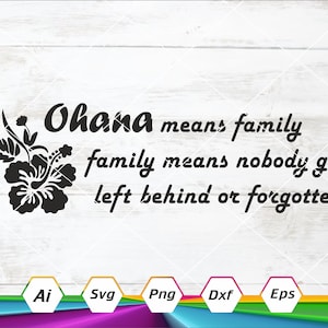 Ohana Svg, Rodzina Svg, Stitch Svg, Ohana Oznacza Rodzinę Svg, Hawaje Svg, Lilo Svg, Plik do cięcia Cricut, Pobieranie cyfrowe, Svg, Dxf, Eps, Ai, Png