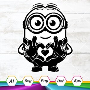 Minion Svg, Funny Minion Love svg, Love Sign Svg, Cartoon Character Clipart, Cricut cut file, Digital download, Svg, Dxf, Eps, Ai, Png