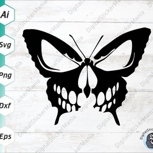 Crânio de borboleta SVG | Esqueleto Svg | Crânio SVG | Esqueleto de borboleta Svg, gráficos de adesivos de camiseta decalque | Todos os cortadores, Ai, Eps, Dxf, Png, Svg