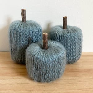 Blue Pumpkin Handmade Fall Decor Set of 3 Pumpkins