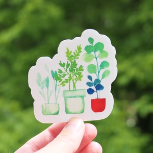 Sticker vinyle mat, autocollant, vases, plantes, poétique, romantique, idée cadeau, fête des mères, scrapbooking, décoration, art