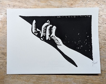 Closer handmade lino print B grade