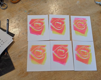 Fluorescent Vampire handmade lino print