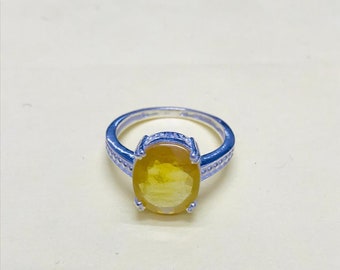 Natural Citrine 6.50 Carat Ring 925 Sterling Silver Anniversary Gift. Handmade Ring For Men And Woman