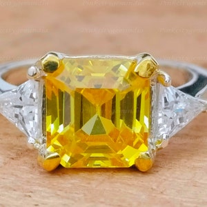 Anillo de zafiro amarillo natural de 5,25 quilates, plata de ley 925, anillo hecho a mano para hombre y mujer, regalo de aniversario.