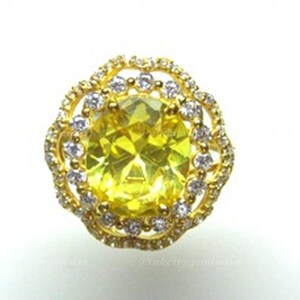 Anillo de zafiro amarillo natural de 5,25 quilates, chapado en oro, anillo hecho a mano para hombres y mujeres, regalo de aniversario.