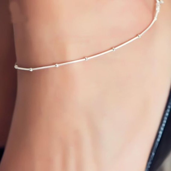 Silver anklets simple best sale designs