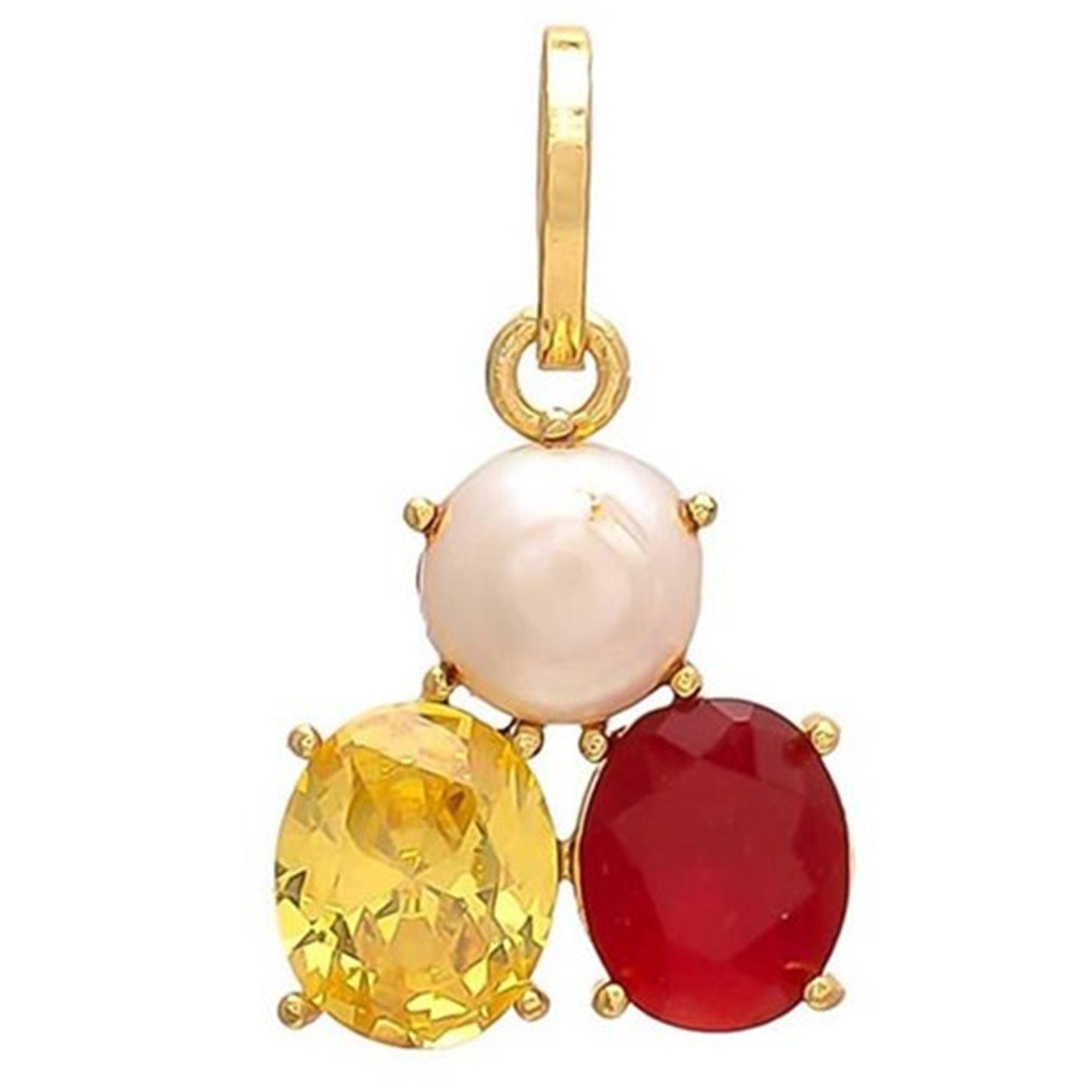 Buy 3 Stone Natural 2.50 Carat Pearl 2.50 Carat Yellow Sapphire