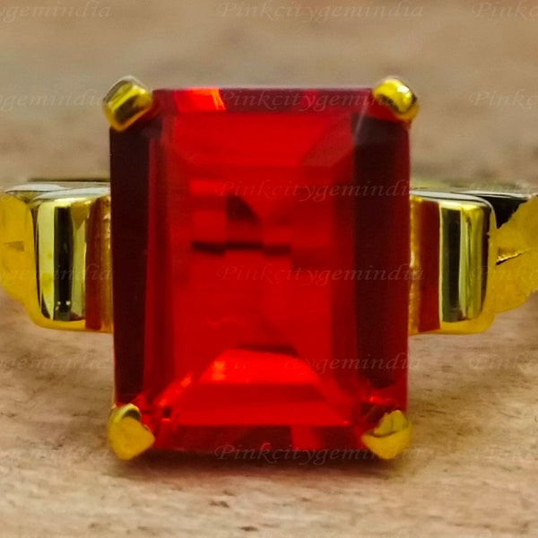 Bague saphir orange naturel 7,00 carats, argent sterling 925, bague faite main pour homme et femme, cadeau d'anniversaire.