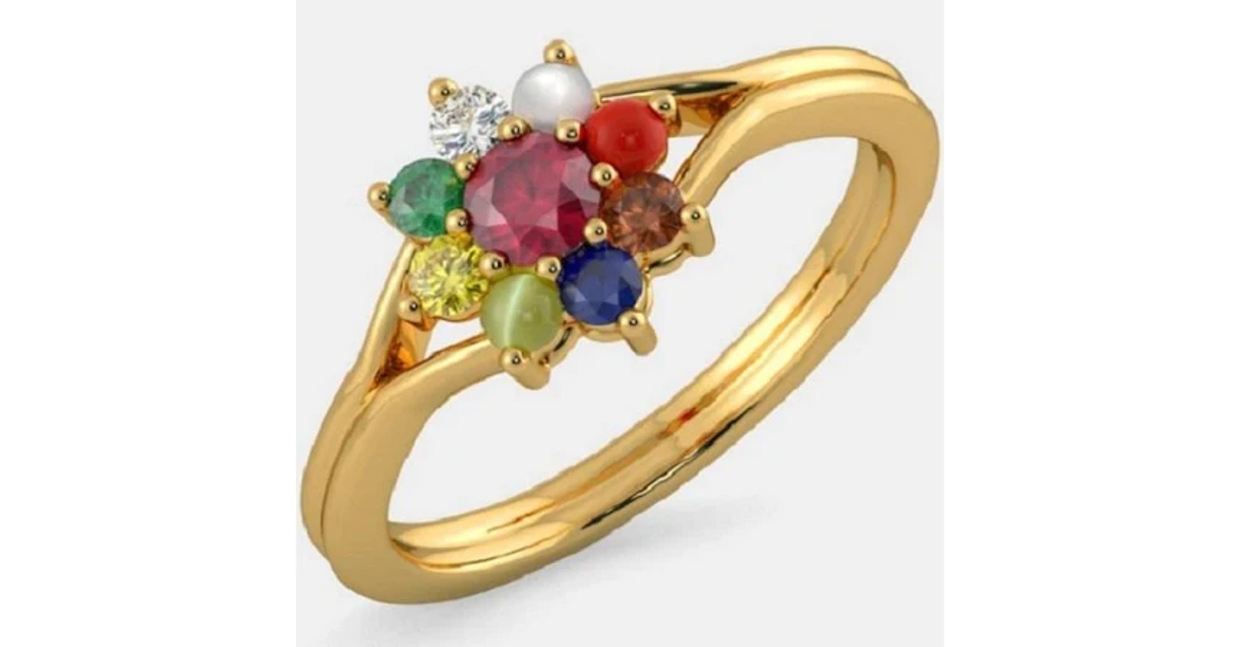 Buy Navratna Rings - Gold & Stone | CaratLane