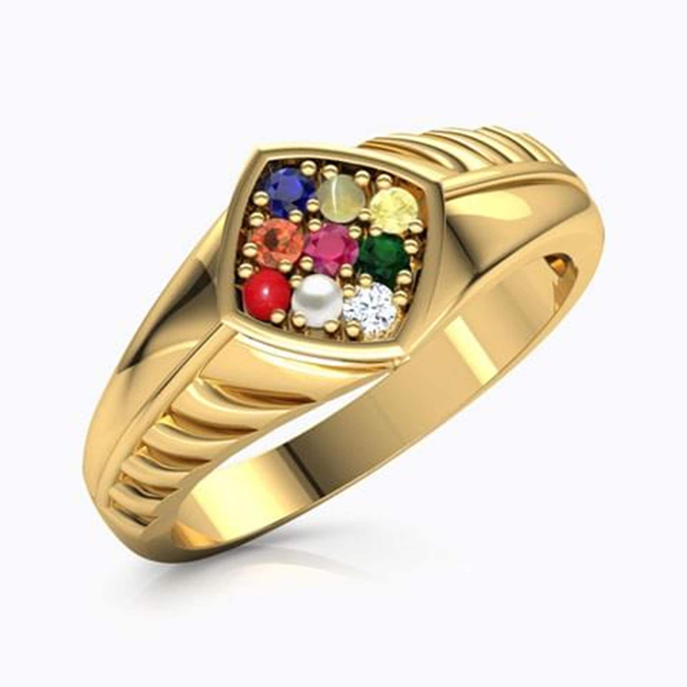 Amazon.com: Arihant Gems & Jewels Adult Natural Navaratna (9 Stones)  Panchdhatu Gold Plated Ring : Clothing, Shoes & Jewelry