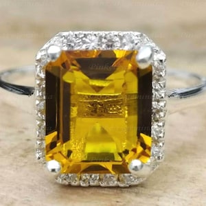 Anillo de zafiro amarillo natural de 6,25 quilates, plata de ley 925, anillo hecho a mano para hombre y mujer, regalo de Navidad.
