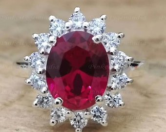 Anillo de rubí natural: 6,25 quilates, plata de ley 925, hecho a mano