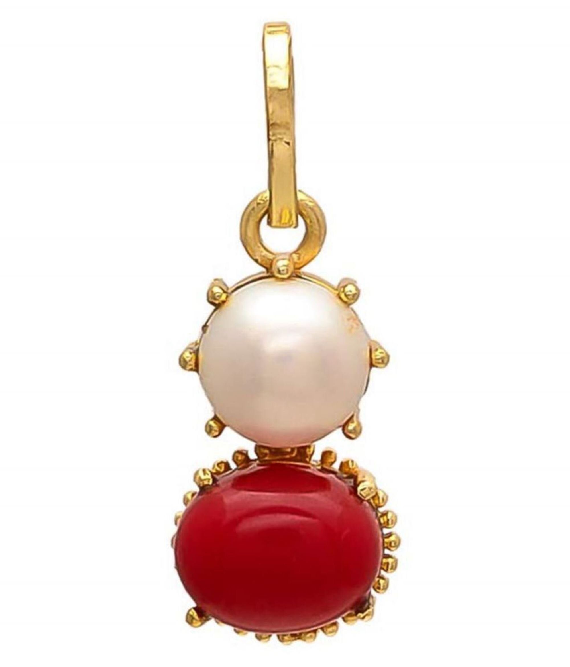 Red coral and pearl pendant deals