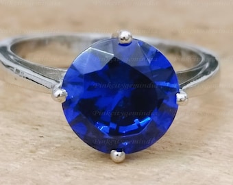 Certifierad naturlig tanzanitring på 4,50 karat, 925 sterlingsilver, handgjord ring, jubileumspresent.