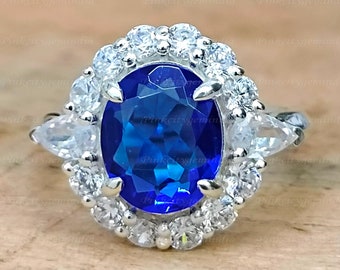 Handgjord ring med 5,50 karat tanzanit, 925 sterlingsilver