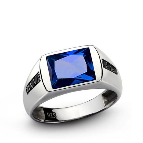 Men's Blue Sapphire Ring Handmade Ring 925 Sterling - Etsy