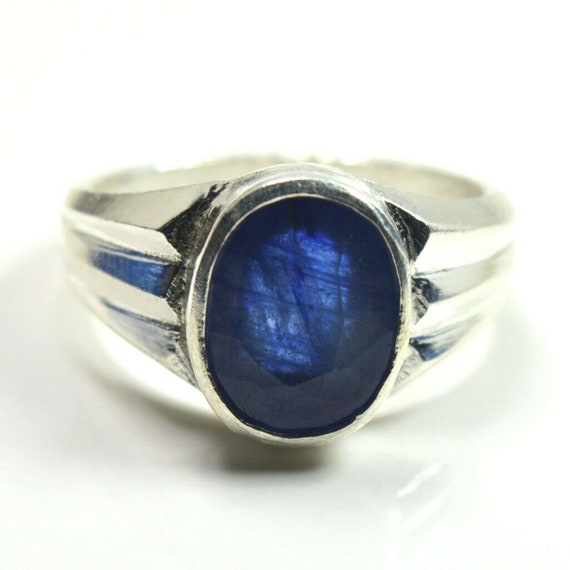 Natural 7.50 Carat Blue Sapphire 925 Sterling Silver - Etsy