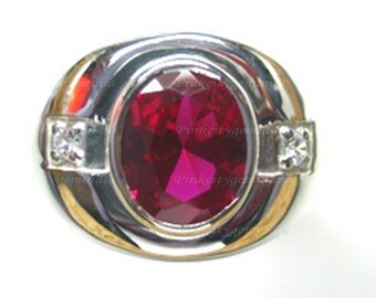 Handmade 6 Carat Oval Ruby Ring, Sterling Silver