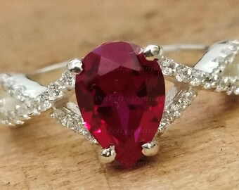 Anillo de rubí natural de 4,50 quilates, plata de ley 925, hecho a mano
