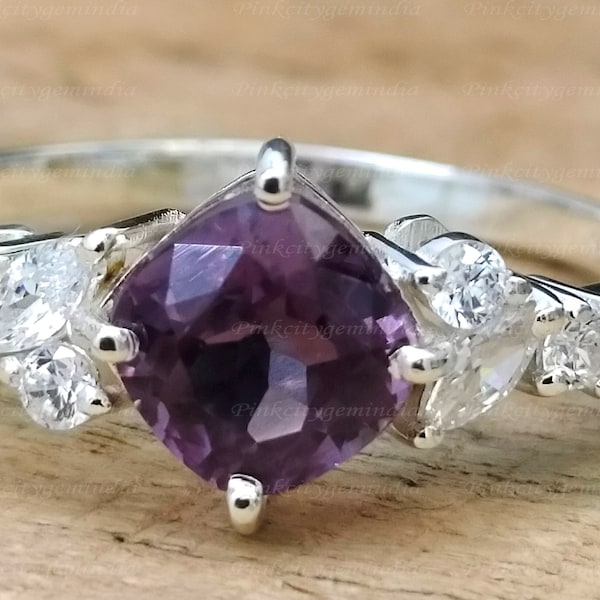Natural Alexandrite 5.25 Carat Ring,  925 Sterling Silver, Handmade Ring For Men And Woman, Anniversary Gift.