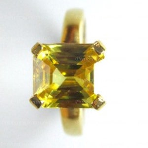 Anillo de zafiro amarillo natural de 5,50 quilates, chapado en oro, anillo hecho a mano para hombres y mujeres, regalo de aniversario.