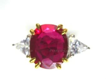Anillo de rubí natural de 5,50 quilates, plata de ley 925, hecho a mano