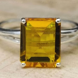 Anillo de zafiro amarillo natural de 6,25 quilates, plata de ley 925, anillo hecho a mano para hombre y mujer, regalo de Navidad.
