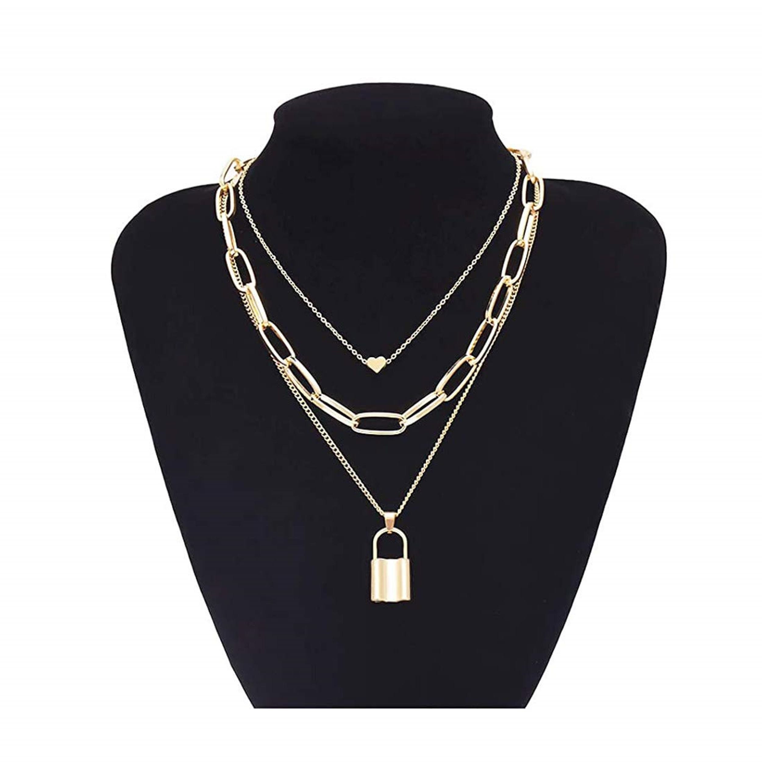 Y2K Padlock Necklace Chain . 90s Style Woman Thin Lock Chain 