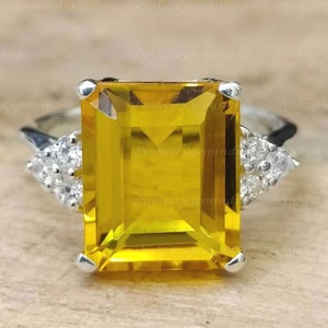 Anillo de zafiro amarillo natural/Pukhraj de 5,50 quilates, plata de ley 925, anillo hecho a mano para hombres y mujeres, regalo de Navidad.