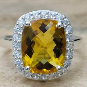 Anillo de zafiro amarillo natural de 6,00 quilates, plata de ley 925, anillo hecho a mano para hombre y mujer, regalo de Navidad.