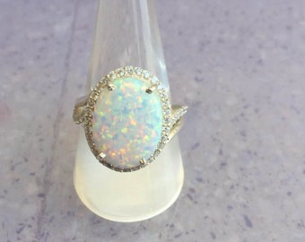 Natural White Opal 7.25 Carat Ring,  925 Sterling Silver, Handmade Ring For Men And Woman, Anniversary Gift.