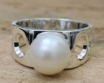 ハンドメイド 5.50カラット パールリング、925スターリング