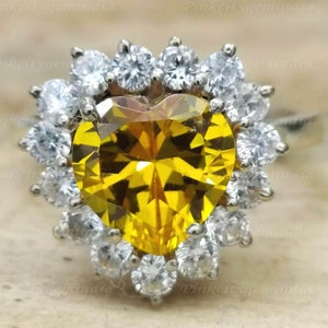 Anillo de zafiro amarillo natural de 4,50 quilates, plata de ley 925, anillo hecho a mano para hombre y mujer, regalo de Navidad.