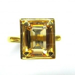 Anillo de zafiro amarillo natural de 6,50 quilates, chapado en oro de 14 quilates, anillo hecho a mano para hombre y mujer, regalo de Navidad.