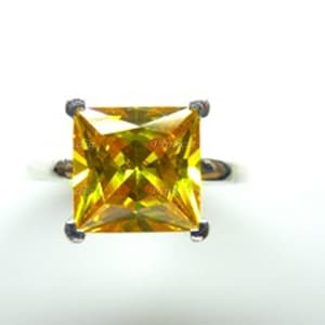 Anillo de zafiro amarillo natural de 4,00 quilates, chapado en oro de 14 quilates, Anillo hecho a mano para hombre y mujer, Regalo de Navidad.