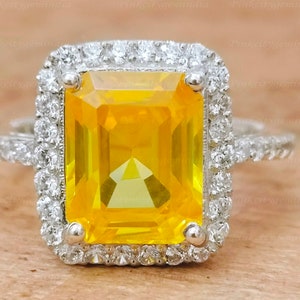 Anillo de zafiro amarillo natural de 6,00 quilates, plata de ley 925, anillo hecho a mano para hombre y mujer, regalo de Navidad.