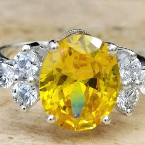Anillo de zafiro amarillo natural de 6,25 quilates, plata de ley 925, anillo hecho a mano para hombre y mujer, regalo de Navidad.