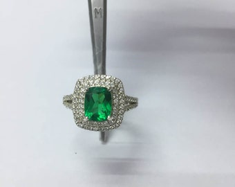 Emerald Ring/Crystal Green Emerald/Stylish Fancy Ring/Vintage Ring/Anniversary Ring.