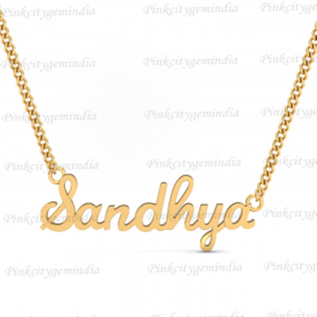 Gold Plated Name Necklace Custom Name Necklace Gold Name