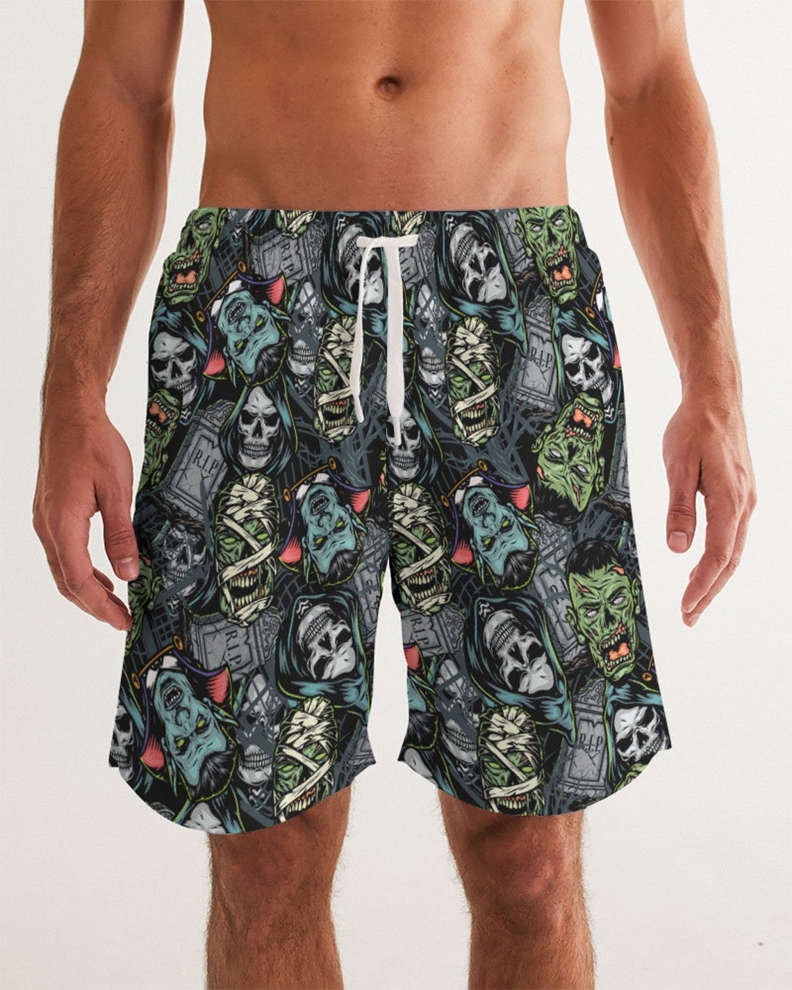 Gothic Swim Trunks Goth Beach Shorts Gothic Summer Shorts Etsy