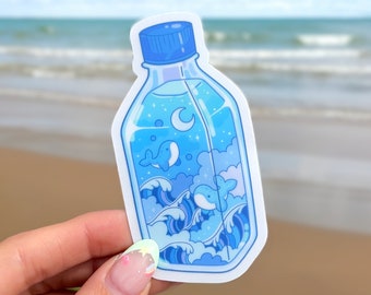 Sticker vinyle bouteille d'eau céleste