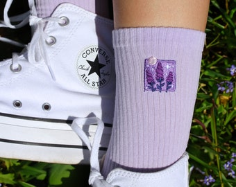 Calcetines con diseño de luna lavanda