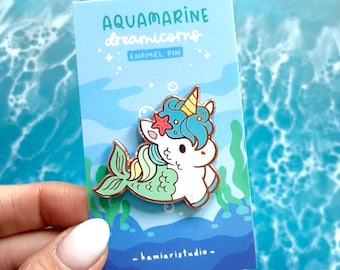 Rêve de sirène aigue-marine | Épingle en émail dur | Kawaii | Licorne